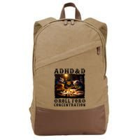 Cats Rpg Gamer Roll For Concentration Funny Quote Apparel Cotton Canvas Backpack