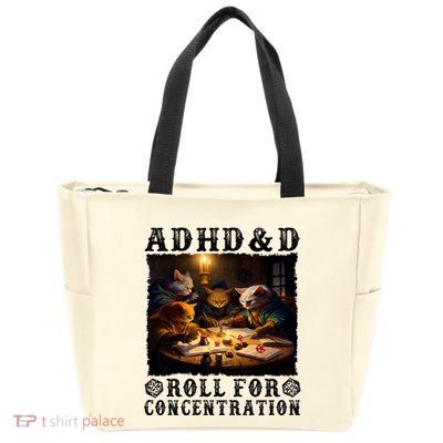 Cats Rpg Gamer Roll For Concentration Funny Quote Apparel Zip Tote Bag