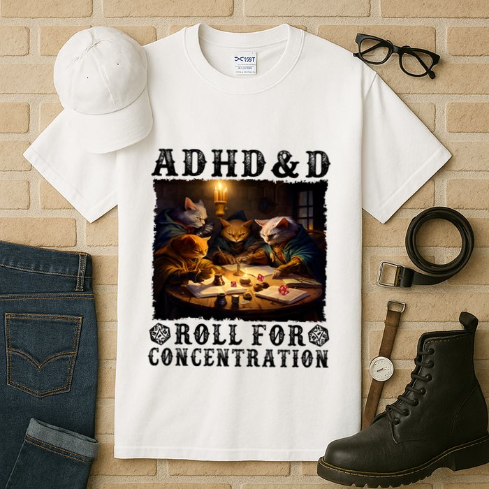 Cats Rpg Gamer Roll For Concentration Funny Quote Apparel Tall T-Shirt