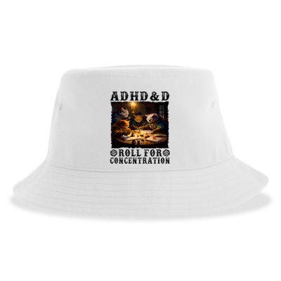 Cats Rpg Gamer Roll For Concentration Funny Quote Apparel Sustainable Bucket Hat