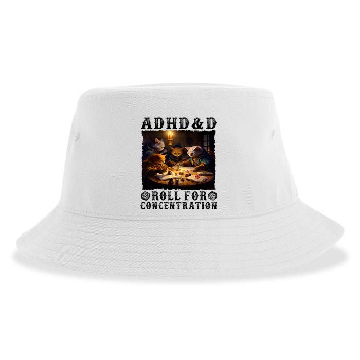 Cats Rpg Gamer Roll For Concentration Funny Quote Apparel Sustainable Bucket Hat