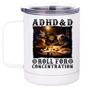 Cats Rpg Gamer Roll For Concentration Funny Quote Apparel 12 oz Stainless Steel Tumbler Cup