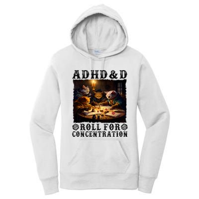 Cats Rpg Gamer Roll For Concentration Funny Quote Apparel Women's Pullover Hoodie