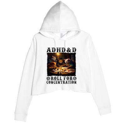 Cats Rpg Gamer Roll For Concentration Funny Quote Apparel Crop Fleece Hoodie