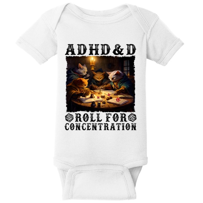 Cats Rpg Gamer Roll For Concentration Funny Quote Apparel Baby Bodysuit