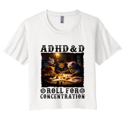 Cats Rpg Gamer Roll For Concentration Funny Quote Apparel Crop Top