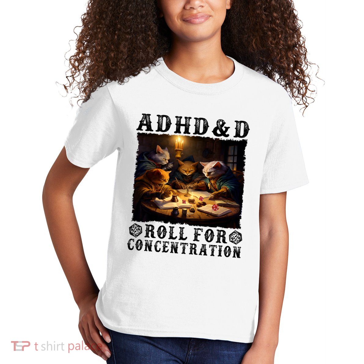 Cats Rpg Gamer Roll For Concentration Funny Quote Apparel Kids T-Shirt