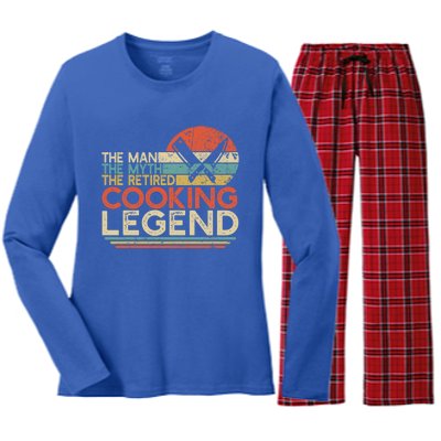 Chef Retiret Gift Myth Retired Cooking Legend Great Gift Women's Long Sleeve Flannel Pajama Set 