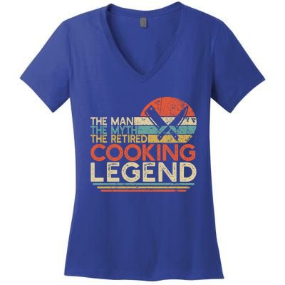 Chef Retiret Gift Myth Retired Cooking Legend Great Gift Women's V-Neck T-Shirt