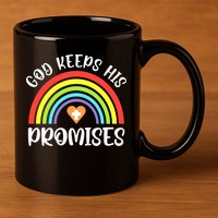 Christian Rainbow God Keeps His Promises Bible Noah 11oz C Handle Ceramic Mug