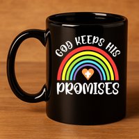Christian Rainbow God Keeps His Promises Bible Noah 11oz C Handle Ceramic Mug