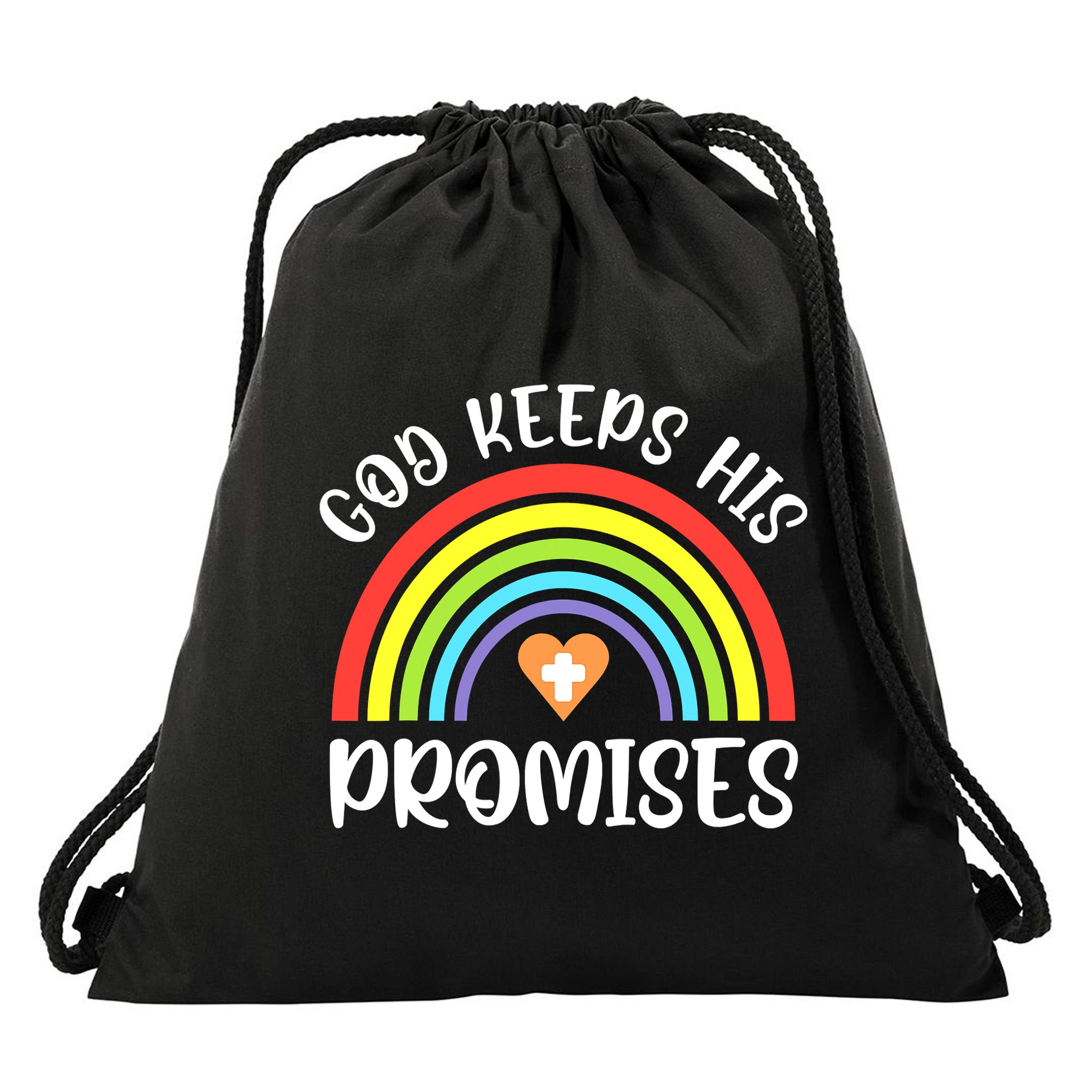 Christian Rainbow God Keeps His Promises Bible Noah Drawstring Bag