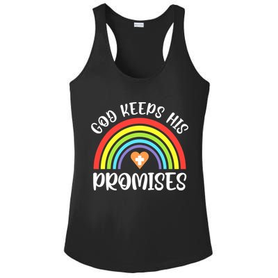 Christian Rainbow God Keeps His Promises Bible Noah Ladies PosiCharge Competitor Racerback Tank
