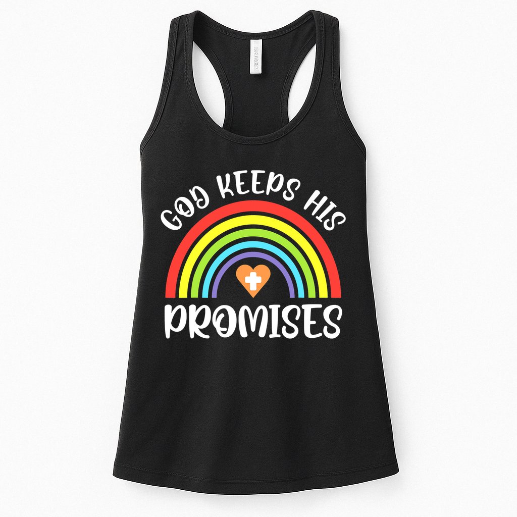 Christian Rainbow God Keeps His Promises Bible Noah Womens Tank Top