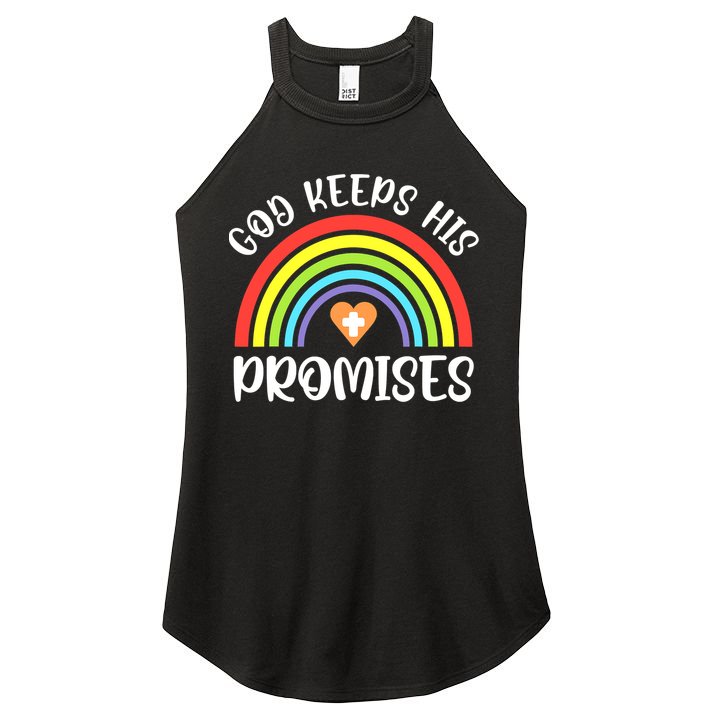 Christian Rainbow God Keeps His Promises Bible Noah Women's Perfect Tri Rocker Tank