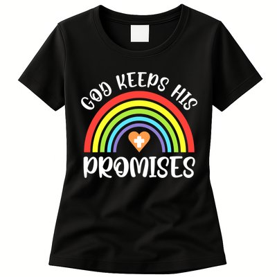 Christian Rainbow God Keeps His Promises Bible Noah Womens T-Shirt