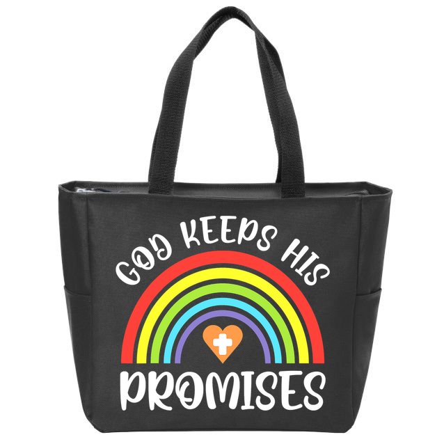 Christian Rainbow God Keeps His Promises Bible Noah Zip Tote Bag