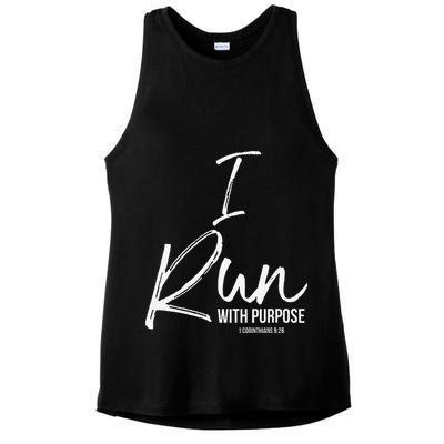 Christian Running Gift For Runners I Run With Purpose Ladies PosiCharge Tri-Blend Wicking Tank