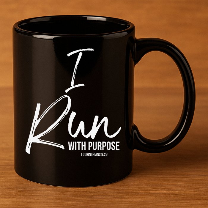 Christian Running Gift For Runners I Run With Purpose 11oz C Handle Ceramic Mug