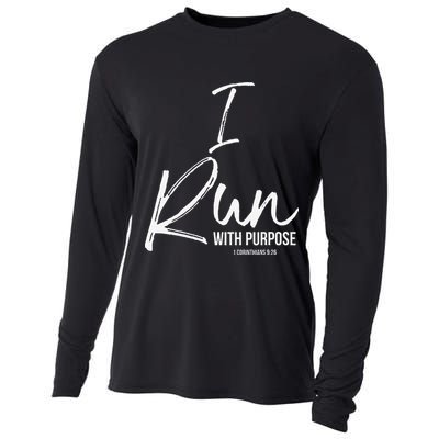 Christian Running Gift For Runners I Run With Purpose Cooling Performance Long Sleeve Crew