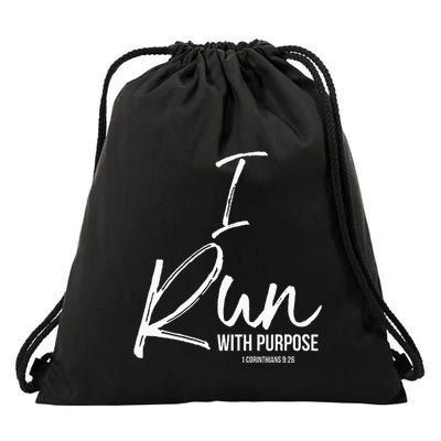 Christian Running Gift For Runners I Run With Purpose Drawstring Bag