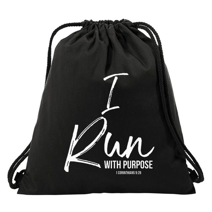 Christian Running Gift For Runners I Run With Purpose Drawstring Bag