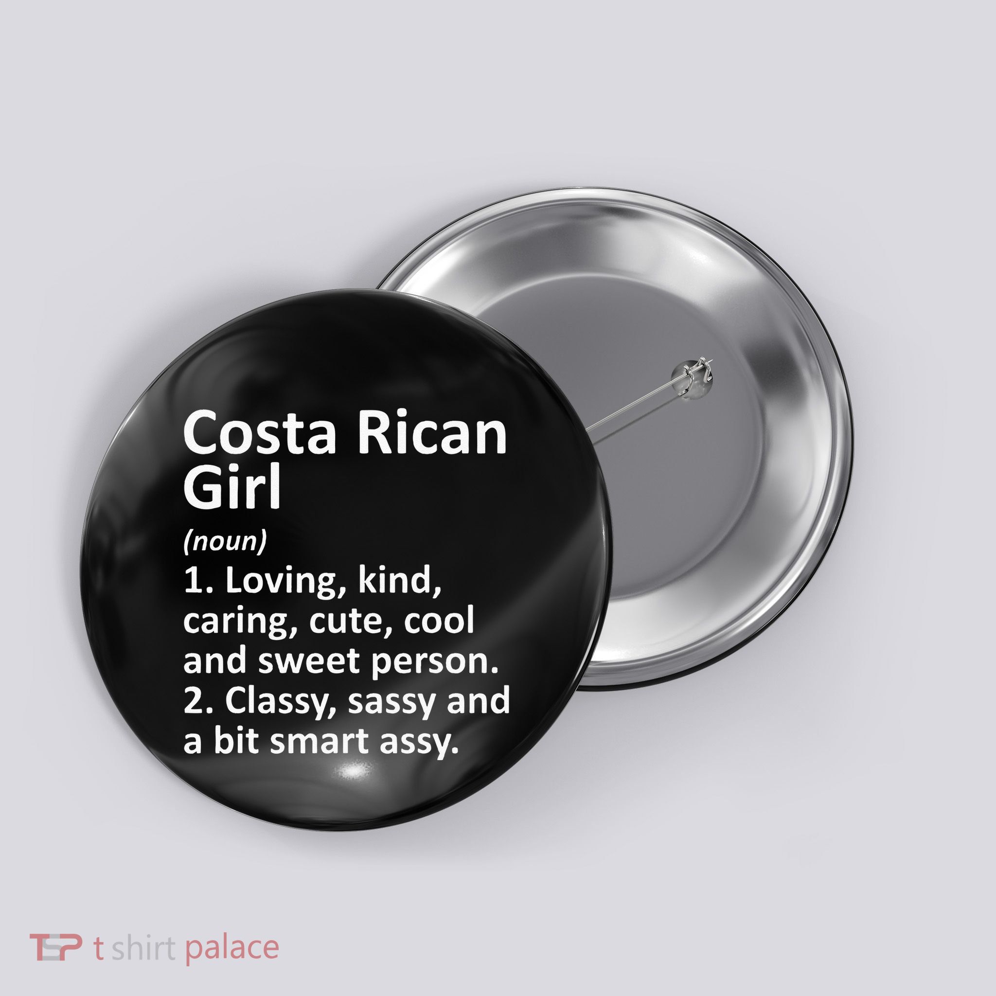 COSTA RICAN GIRL COSTA RICA Gift Funny Country Roots Descent Button