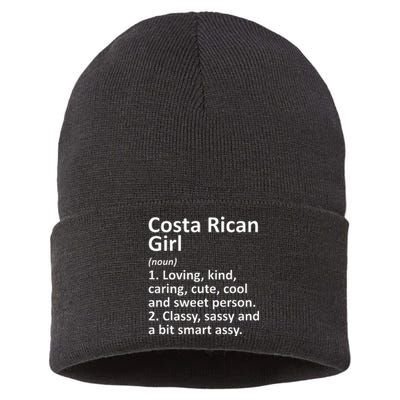 COSTA RICAN GIRL COSTA RICA Gift Funny Country Roots Descent Sustainable Knit Beanie