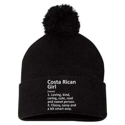 COSTA RICAN GIRL COSTA RICA Gift Funny Country Roots Descent Pom Pom 12in Knit Beanie