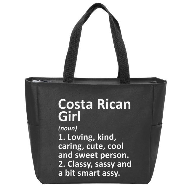 COSTA RICAN GIRL COSTA RICA Gift Funny Country Roots Descent Zip Tote Bag