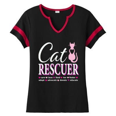 Cat Rescue Gift Feral Kittens Homeless Cats Shelter TNR Tee Ladies Halftime Notch Neck Tee