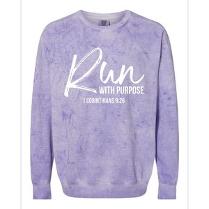 Christian Runner Gift Running Gear Run With Purpose Quote Great Gift Colorblast Crewneck Sweatshirt