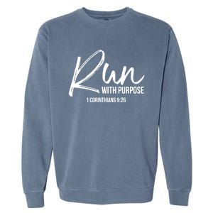 Christian Runner Gift Running Gear Run With Purpose Quote Great Gift Garment-Dyed Sweatshirt