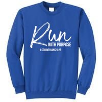 Christian Runner Gift Running Gear Run With Purpose Quote Great Gift Tall Sweatshirt