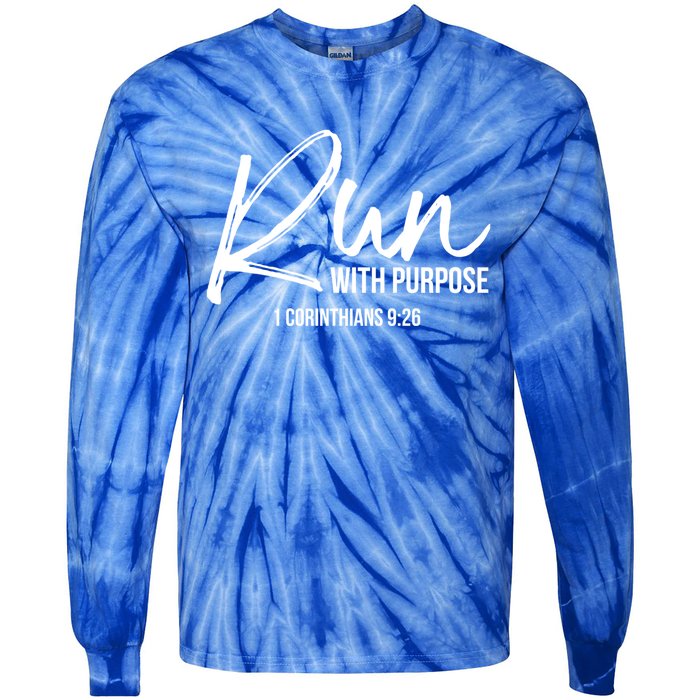 Christian Runner Gift Running Gear Run With Purpose Quote Great Gift Tie-Dye Long Sleeve Shirt