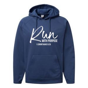 Christian Runner Gift Running Gear Run With Purpose Quote Great Gift Performance Fleece Hoodie