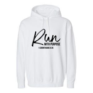 Christian Runner Gift Running Gear Run With Purpose Quote Great Gift Garment-Dyed Fleece Hoodie