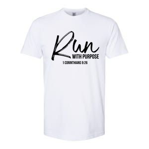 Christian Runner Gift Running Gear Run With Purpose Quote Great Gift Softstyle CVC T-Shirt