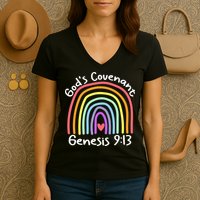 Christian Rainbow God’s Covenant G.e.n.e.s.i.s 913 Women's V-Neck T-Shirt
