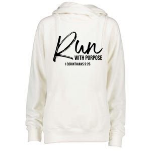 Christian Runner Gift Running Gear Run With Purpose Quote Womens Funnel Neck Pullover Hood