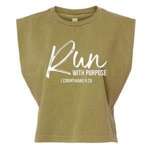 Christian Runner Gift Running Gear Run With Purpose Quote Garment-Dyed Women's Muscle Tee