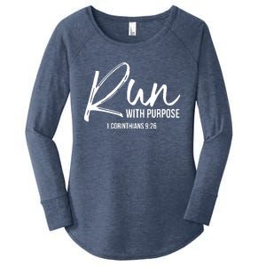 Christian Runner Gift Running Gear Run With Purpose Quote Women's Perfect Tri Tunic Long Sleeve Shirt