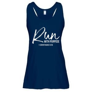 Christian Runner Gift Running Gear Run With Purpose Quote Ladies Essential Flowy Tank