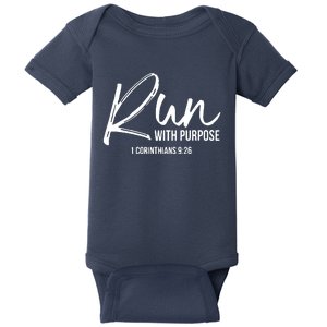 Christian Runner Gift Running Gear Run With Purpose Quote Baby Bodysuit