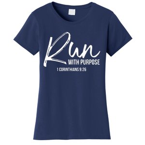 Christian Runner Gift Running Gear Run With Purpose Quote Women's T-Shirt