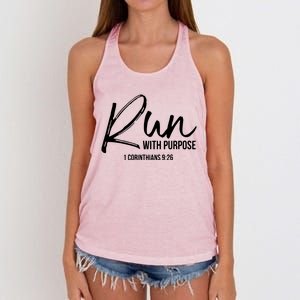 Christian Runner Gift Running Gear Run With Purpose Quote Women's Knotted Racerback Tank