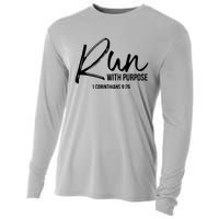 Christian Runner Gift Running Gear Run With Purpose Quote Cooling Performance Long Sleeve Crew