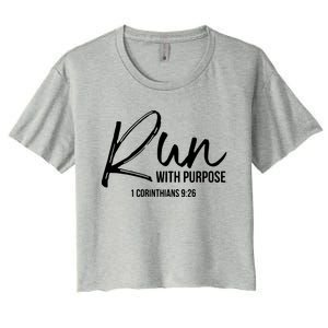 Christian Runner Gift Running Gear Run With Purpose Quote Women's Crop Top Tee