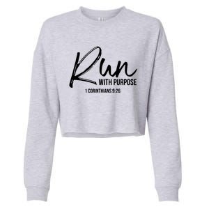 Christian Runner Gift Running Gear Run With Purpose Quote Cropped Pullover Crew