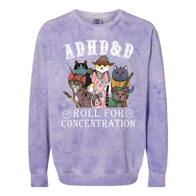 Cats Rpg Gamer Roll For Concentration D20 Dice Nerdy Colorblast Crewneck Sweatshirt